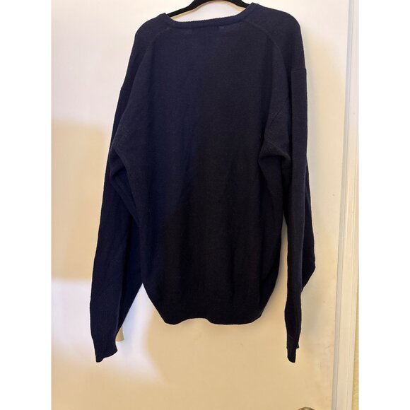 Chereskin V-Neck Sweater XL  60% Cashmere & 40% Wool  Deep Navy Blue - Picture 4 of 6